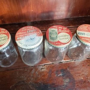 Vintage Kraft Hazel Atlas Malted Milk Jars